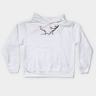 Wren on a cherry blossom tree Kids Hoodie